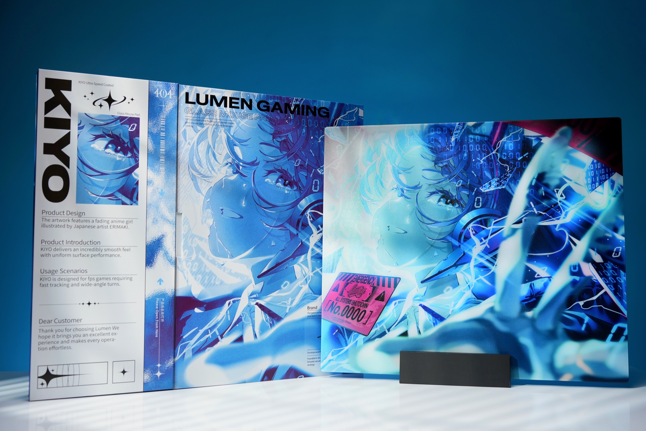 LUMEN Kiyo glass mouse pad and packaging